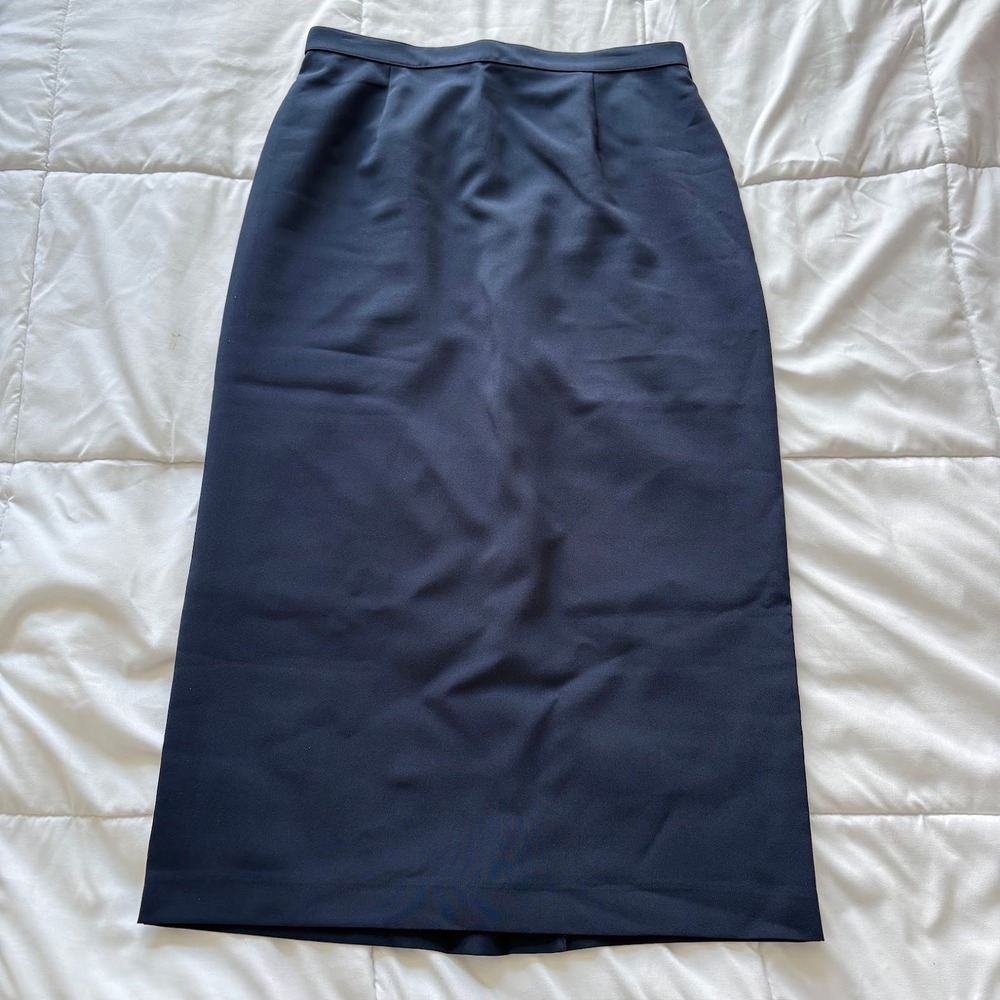Liz Baker Navy Blue Maxi Skirt Womens 10 Straight Tailored Career Professional